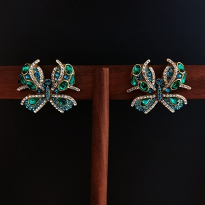 <span class=keywords><strong>Orecchini</strong></span> a Perno Lineari a Forma di Cuore in Zirconio Colorato Verde-Rosa, Stile Europeo e Americano, Alla Moda, Leggeri - Product Image 2