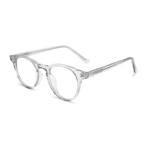 Fashionable round frames optical eyeglasses Men Women spring hinge computer reading glasses anti blue light