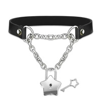 Nouveau collier pour femme style européen et américain, chaîne en bambou avec pendentif cœur en acier inoxydable, style hip-hop punk rock