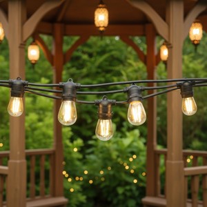 <span class=keywords><strong>Luces</strong></span> de Navidad para Boda, Guirnalda de <span class=keywords><strong>Luces</strong></span> <span class=keywords><strong>LED</strong></span> de 48 pies (15 m) con Bombillas E27 S14, Impermeables, para Bar, <span class=keywords><strong>Patio</strong></span>, Jardín, Cafetería, Exterior - Product Image 2