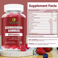 Compléments alimentaires à base d'ashwagandha et de curcuma sans sucre OEM/ODM pour adultes, gommes pour soulager le stress, soutenir la lutte contre l'inflammation et lutter contre les radicaux libres
