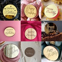 5cm Kreis New Happy Birthday Cupcake Topper Acryl Neuheit Gold Cake Topper für Baby Geburtstags feier Dessert Kuchen Dekorationen