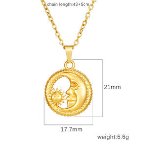 18K PVD مطلية بالذهب من الفولاذ المقاوم للصدأ قلائد مطلية بالقلب والقشرة والشمس قلادة. مقاومة للبهتان ، مقاومة للماء ولا تسبب الحساسية. - Product Image 2