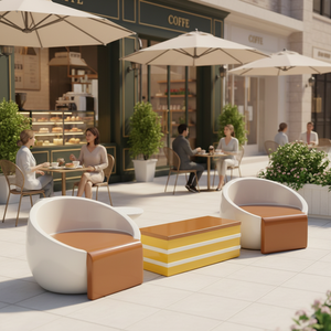 Juego de Mesa y Sillas de Fibra de Vidrio para Exteriores, Moderno, Duradero y de Lujo, para Cafetería, Centro Comercial - Product Image 1