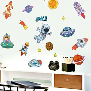 Papel tapiz de nave espacial de dibujos animados para niños, decoración del hogar, Mural de pared para sala de estar, pegatinas para dormitorio