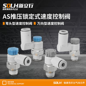 Vanne de régulation de vitesse à verrouillage par poussée de type coude universel AS1201F/1211F/1301F/1311F/M5, structure de vanne pneumatique/solénoïde/manuelle, OEM - Product Image 4