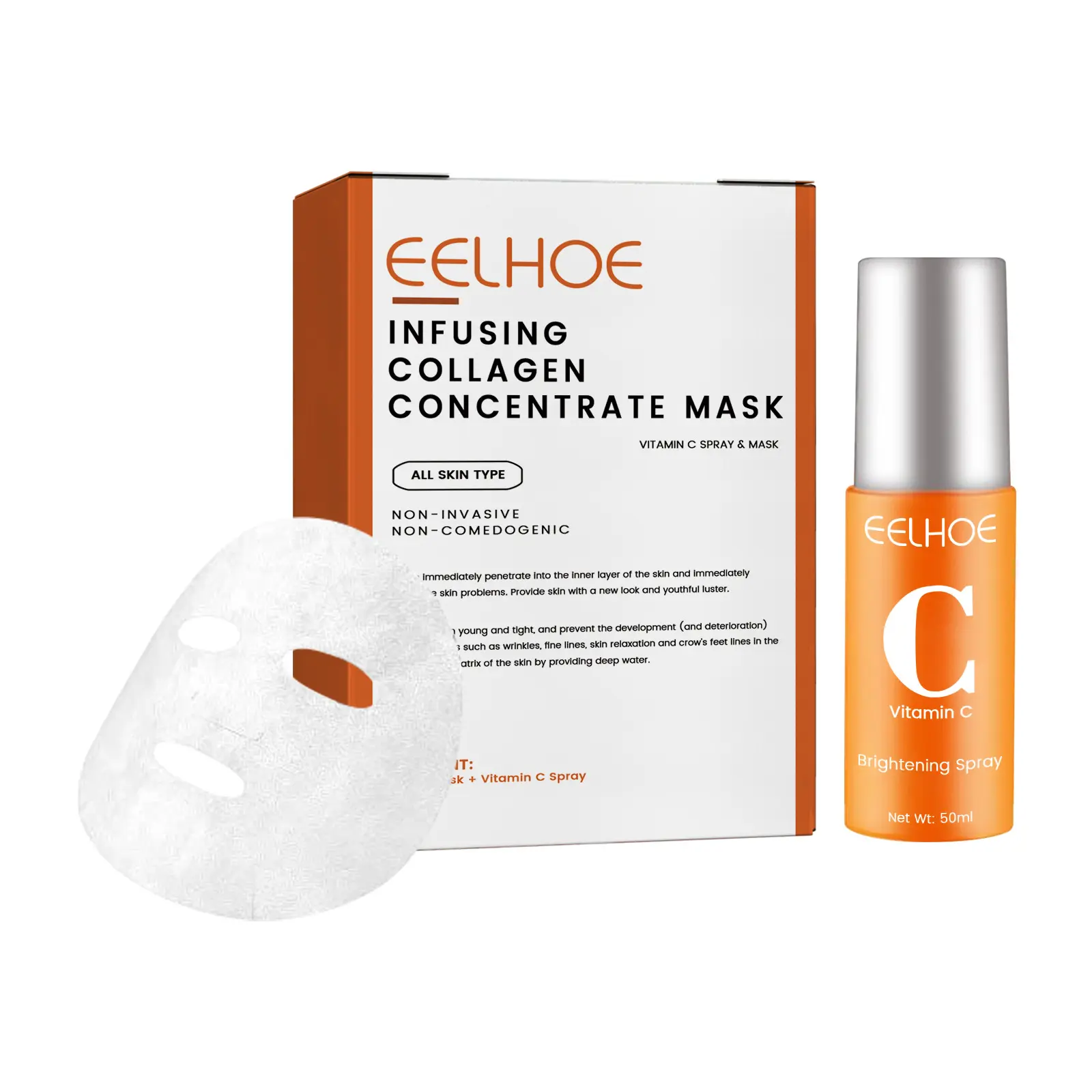EELHOE Spray au collagène anti-âge hydratant foncé éclaircissant et raffermissant pour le visage et les masques de sommeil Fourniture OEM