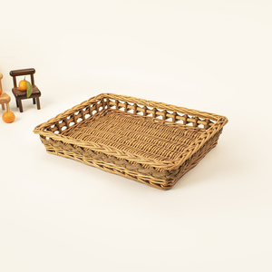 Handgemaakte natuurlijke wilgenmand, rechthoekige opbergmand met handvat voor thuisdecoratie, picknick, cadeau, rustieke wilgenmand - Product Image 3