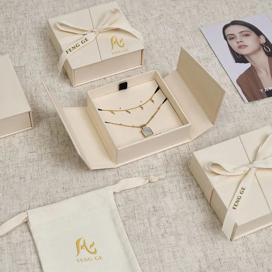 Wholesale Custom Logo Luxury Jewelry Carton New Style Double Door Jewelry Box With Ribbon Packaging