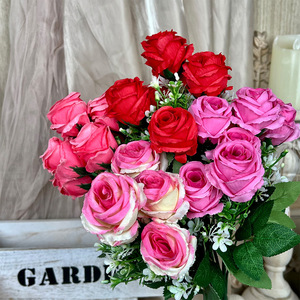 Bouquet di fiori di seta artificiale a 7 teste di alta qualità <span class=keywords><strong>primavera</strong></span> rosa Bouquet fatto a mano per matrimonio soggiorno di san valentino laurea natalizia - Product Image 5