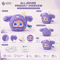 Porte-clés en peluche IA Licorne Crème Glacée à un œil, visage en polyester, yeux holographiques, clonage vocal, 50+ langues, Wi-Fi