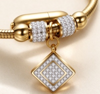 Bracelet chaîne serpent en acier inoxydable pour femme, plaqué or rose, or, argent, avec pendentif carré pavé de zircone cubique, bijoux inaltérables, cadeau