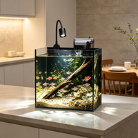 Aquarium Nano de Bureau avec Filtre Intégré 3 Étapes et Éclairage LED Réglable 3 Couleurs, Vente en Gros Usine, OEM ODM