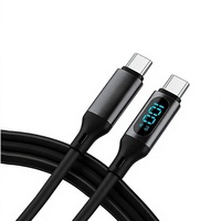 Kabel Pengisian Cepat 100W PD USB C ke C Kabel Data Silikon Cair dengan Layar Digital LED untuk Android & Laptop