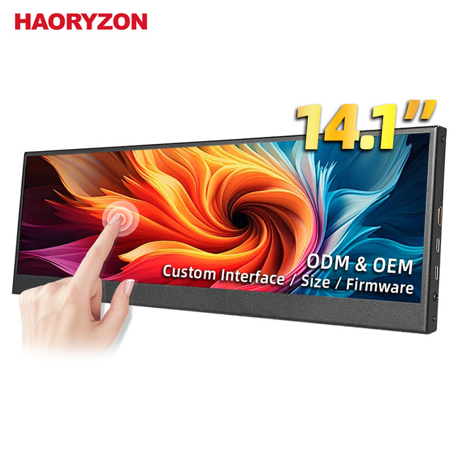 HAORYZON 14.1Inch Mini Secondary Screen FHD IPS Stretched Bar LCD Display 1920x550 Portable Monitor Second External Monitor