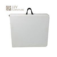 Table pliante professionnelle JJY-ZDZ-E003 blanche, 6 pieds, en plastique HDPE rectangulaire, portable, pour événements de jardin, camping, avec pieds en acier