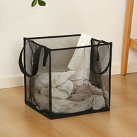 Grand panier à linge pliable en maille polyester avec design polyvalent pour les armoires et les salles de bain