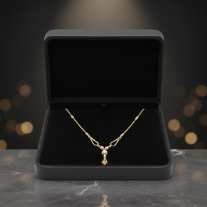 Exquisite 22K Gold Traditional Necklace for Women Featuring a Sophisticated Teardrop Style Pendant Dokiyu - Product Image 2