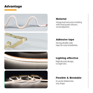 Tira de LED COB de 8mm de Grosor, 320 LED, 12W, DC24V, Opciones de 2700K a 6500K, IP20, Alto CRI, Corte Personalizado de Cualquier Longitud - Product Image 3