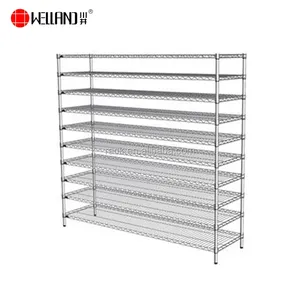 9 Tiers Heavy Duty Chrome Finished Commercial Cold Room Storage Shelves