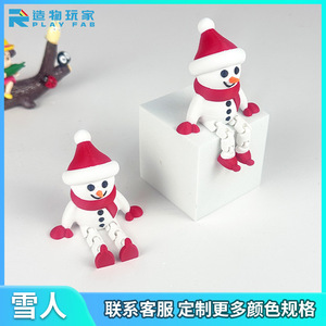 Figurina di pupazzo di neve natalizio, ornamento in plastica, altezza 3,9 pollici, decorazioni per esposizione natalizia - Product Image 5