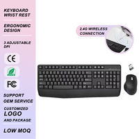2.4G tam boy kablosuz ergonomik klavye bilek istirahat 3 ayarlanabilir DPI optik fare kablosuz klavye fare kombinasyonu Windows