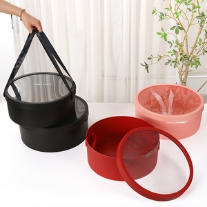 Boîte à fleurs ronde transparente imperméable haut de gamme, ensemble classique de 2 avec corde, boîte <span class=keywords><strong>cadeau</strong></span> pour fruits - Product Image 2