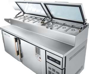 โต๊ะเตรียมพิซซ่าแซนวิชแบบแช่เย็นสำหรับร้านค้า  ตู้แช่สลัดแบบตั้งโต๊ะ อุปกรณ์ทำความเย็นสำหรับสลัด ลดราคาจากโรงงาน - Product Image 2