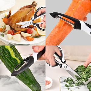 Ciseaux de cuisine en acier inoxydable Penguin, ultra-affûtés, pour fruits de mer, barbecue, découpe de poulet, légumes et fruits, épluchage - Product Image 4