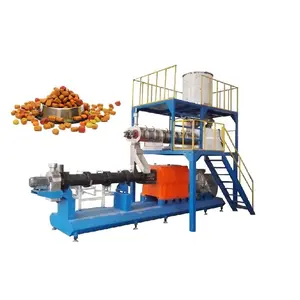 Puffed petfood animal feed extrusion processing line machines manufacturer and service supplier