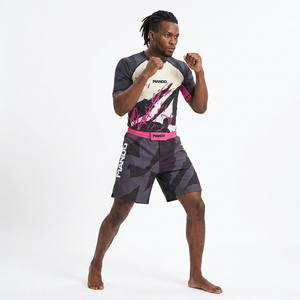 Mando Men's MMA Rashguard and <b>Shorts</b> Set Quick Dry Slim Fit Spandex/Polyester Mixed Martial Arts Wear for Jiu Jitsu <b>Grappling</b> - Product Image 1