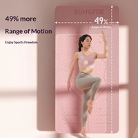Tapis de yoga pliable vert sauge, écologique, en TPE double couche, antidérapant, imperméable, épaisseur 6/8 mm, lignes d'alignement, avec poignée de transport