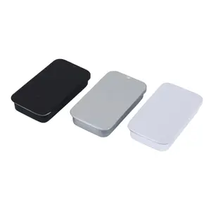 Customized 10g 15g Mini Metal Container Black Sliver White Slide Tin Cans Square Slip Top Lid Tin Box