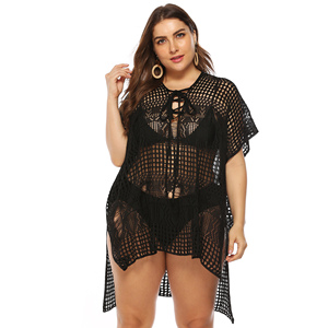 Factory Wholesale Plus Size <strong>Swimwear</strong> Cover up Hollow Out <strong>See</strong> <strong>Through</strong> Beach Bathing Suit Cover up - Product Image 2