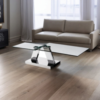 Table à thé pliante italienne de luxe en pierre frittée ronde en métal miroir Golen en acier inoxydable table basse centrale de salon intelligente