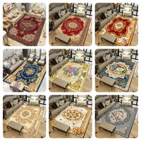 Tapis européen classique de luxe en polyester Tapis rouge artificiel à motif de salon Style moderne Fabriqué à la machine