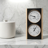 Termometer Higrotermograf Kayu Solid Abachi Desain Modern untuk Sauna