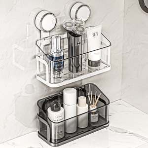 Wall Mounted Cosmetic Storage Rack With Suction Cup <b>Bathroom</b> <b>Shelves</b> For Skincare Products Draining Organizer - Product Image 2