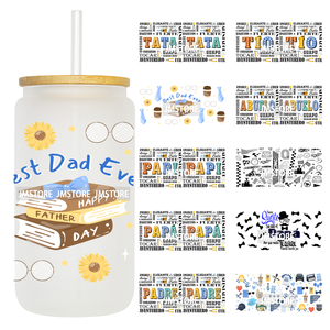Meilleur <span class=keywords><strong>Papa</strong></span> du Monde - Autocollants de transfert UV DTF pour la Fête <span class=keywords><strong>des</strong></span> Pères espagnole, prêts à appliquer, imperméables, pour bouteilles en verre Libbey de 16 oz - Product Image 1