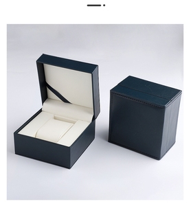 New Luxury Dark <b>Blue</b> PU Leather Watch <b>Box</b> Single Watch <b>Storage</b> Case High Quality Square Dustproof Watch <b>Box</b> with Soft Lining - Product Image 4