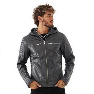 Veste en cuir de vache véritable pour homme, moto, respirante, écologique, style streetwear, couleur noire - Product Image 1