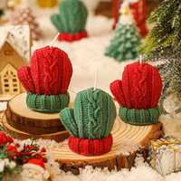 Handgefertigte Weihnachts-Strickhandschuh-förmige Kerze Festliches Geschenk Instagram-Style Foto-Requisite DIY Kreatives Ornament