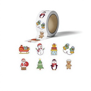 Etichette Adesive Natalizie Rotonde Tagliate al Laser, Adesivi Personalizzabili e Sigilli per Biglietti Regalo - Product Image 1