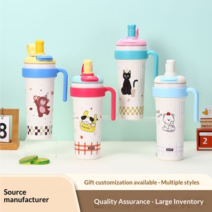 <span class=keywords><strong>Gobelet</strong></span> isotherme épais grande capacité très attrayant avec poignée motif dessin animé pour filles, double usage bureau et <span class=keywords><strong>voiture</strong></span> - Product Image 2