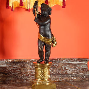 โคมไฟทองแดงรูปสลักดอกบัวสำหรับเด็กที่อ้วนโคมไฟตกแต่งโต๊ะแบบย้อนยุคห้องนั่งเล่นพื้นหลังโคมไฟตั้งโต๊ะสีบรอนซ์แบบโบราณ - Product Image 4