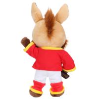 Peluche Personnalisée Chameau de Dessin Animé avec Tenue Rouge et Dorée, Jouet en Peluche pour Souvenir, Poupée Mignonne de Chameau Qui Cligne des Yeux