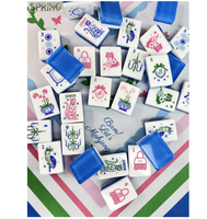Ensemble de Mahjong Américain de Luxe Moderne 160 Tuiles, Sac à Main Portable en Acrylique et Joker Guépard, Tapis de Jeu Complet, Supports, Pochette, Cadeau