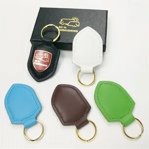 Factory wholesale car custom keyring leather keychain holder car brand