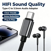 Adaptateur Jack Audio Type C 3,5 mm pour Téléphone Android Ordinateur Portable Dongle Casque USB C pour Musique Puce Analogique 100% Compatible OEM