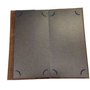 מותאם אישית העליון cowhide תפריט עור cowhide עם כיסים נכנס מחזיק דפים פנימיים - Product Image 4
